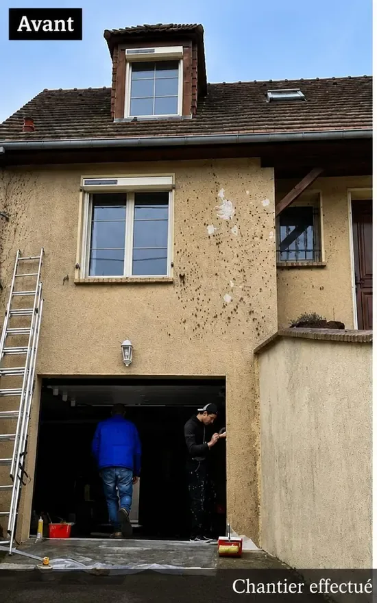 Peinture de façade, garage et volets bois, Yvelines - avant