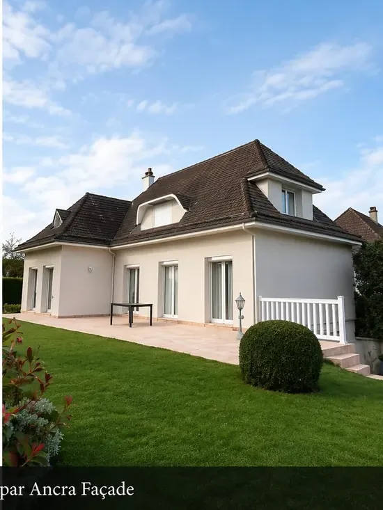 Ravalement de façade, villa avec jardin, Val-d'Oise - après